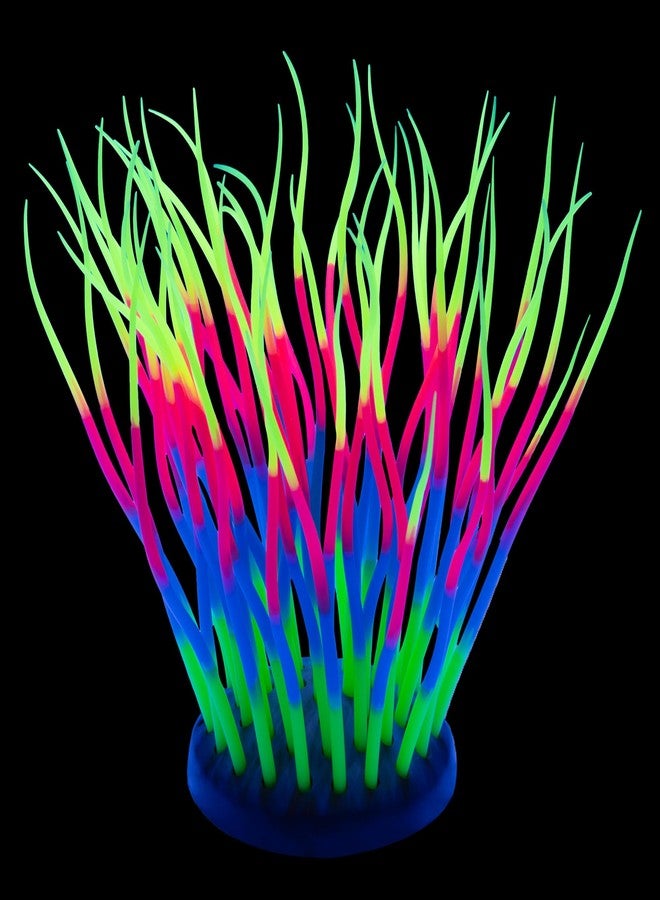 LPFLASAT Fish Tank Decorations Fluorescent Rainbow Anemone Aquarium Decor Aquatic Plants Betta Fish Tank Decor Silicone Ornament Glowing Effect for Fish Tank Landscape Decoration, for Halloween(Y) - Image 1